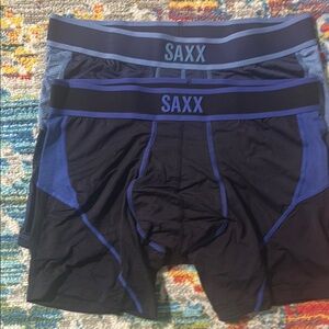 SAXX Men's Black and Blue Boxer Briefs